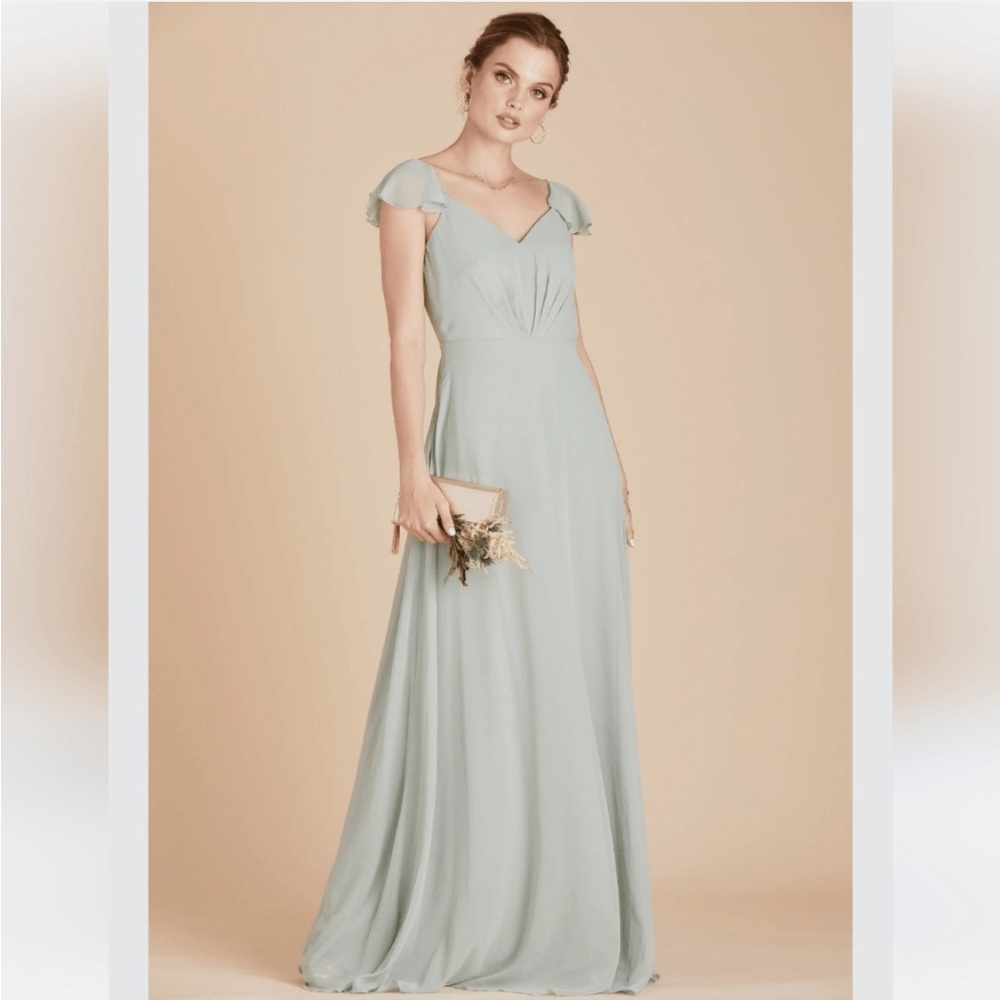 Birdy Grey Kae Bridesmaid Dress in Sage Chiffon Size Small